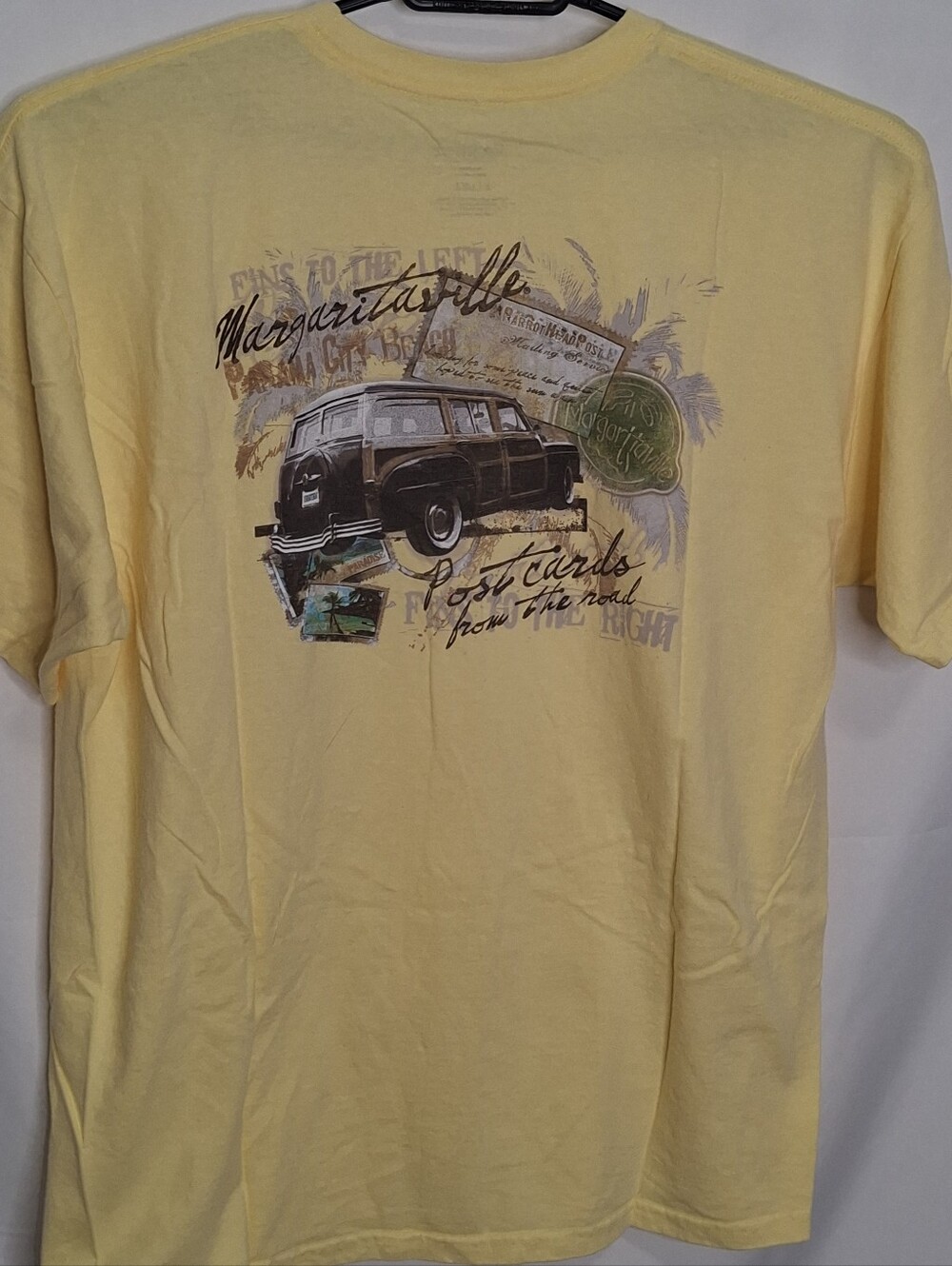 Margaritaville Yellow Graphic Tee with Vintage Station Wagon Print XL